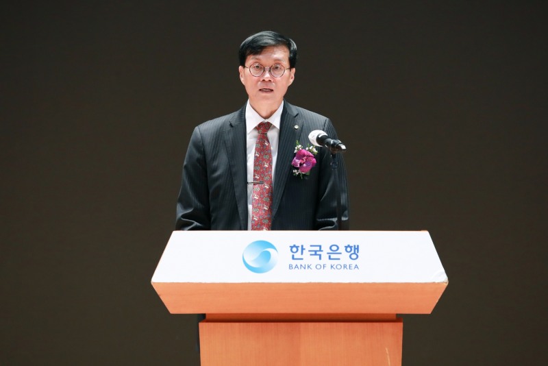 이창용 한국은행 총재가 24일 남대문로3가 한은 통합별관 준공 기념식에서 기념사를 하고 있다. / 사진제공= 한국은행(2023.04.24)
