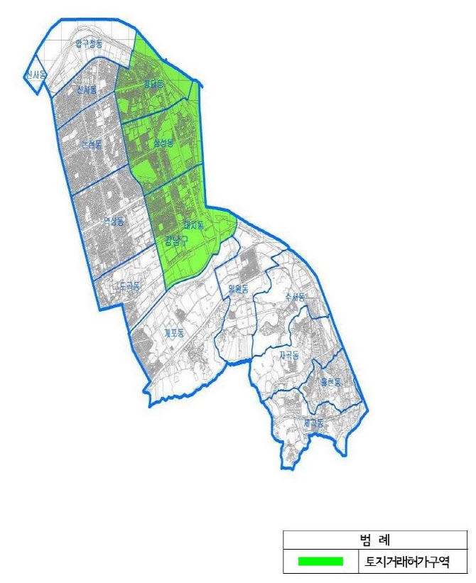 대치·삼성·청담 토지거래허가구역 지도./자료제공=강남구