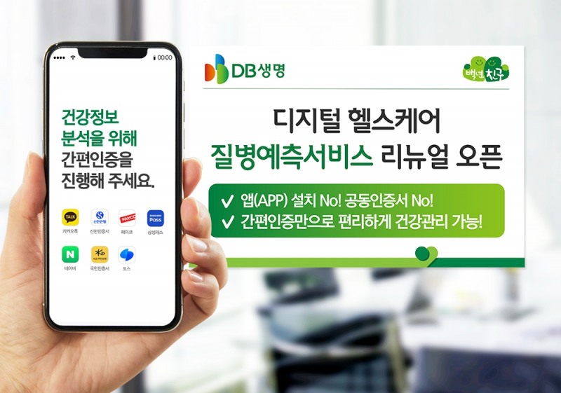 DB생명은 간편인증만으로 고객이 건강관리를 편리하게 할 수 있도록 디지털 헬스케어 ‘질병예측서비스’를 리뉴얼해 오픈했다고 12일 밝혔다.(2023.06.12.)./사진제공=DB생명