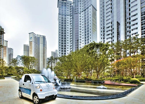 ▲ 국내 아파트 가운데 처음으로 단지 내 전기자동차를 운행해 주목받은 ‘일산자이 위시티’ 단지 전경. 사진제공 = GS건설