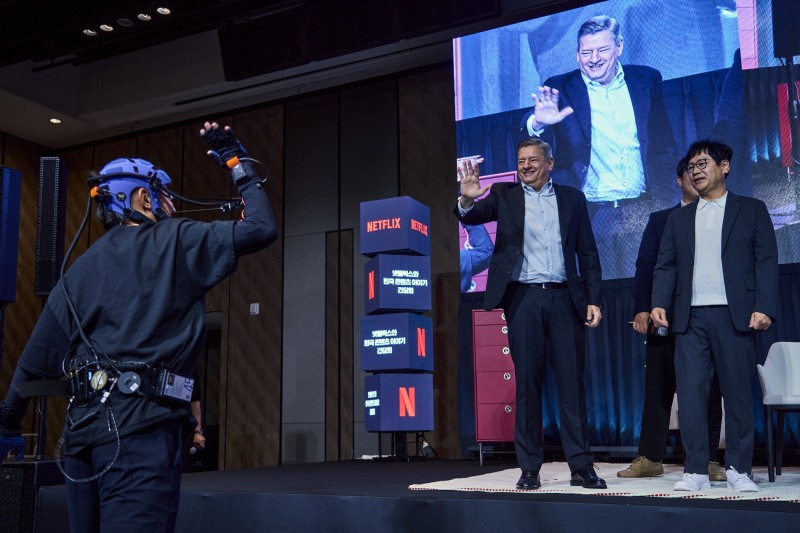 간담회 2부에서 웨스트월드는 넷플릭스 한국 콘텐츠 '스위트홈'에서 선보인 VFX 기술을 시연했다. / 사진제공=넷플릭스