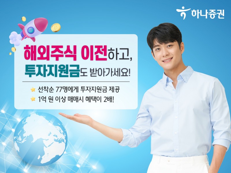 하나증권(대표이사 강성묵)이 해외 주식 거래 고객 대상 ‘투자지원금 제공 이벤트(Event‧행사)’를 2023년 8월 말까지 연다./사진제공=하나증권