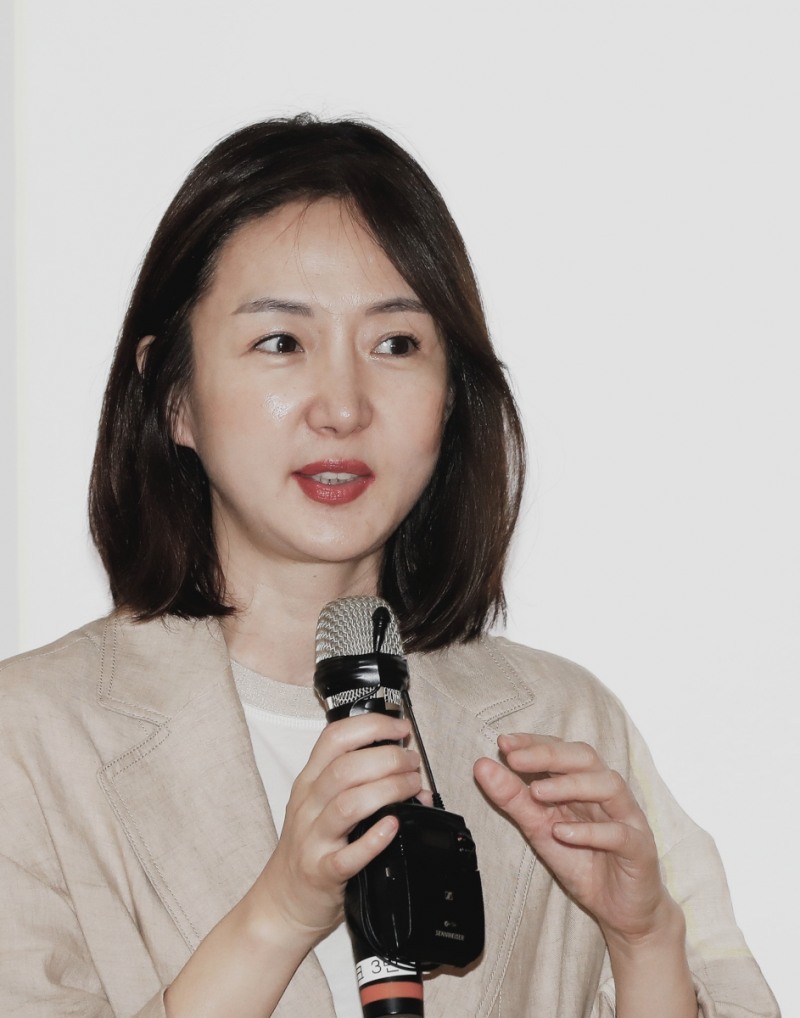 안정은 11번가 사장이 타운홀에 참석한 모습. /사진제공=11번가