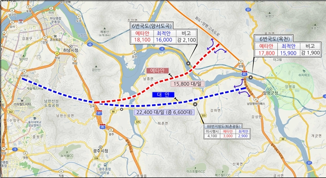 서울~양평고속도로 기존안 및 국토부 대안 노선도 및 기대효과 / 자료제공=국토교통부