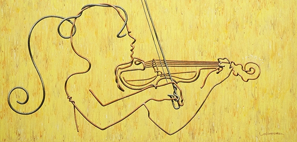 김영목, 기억의 선율(黃),116×56cm, 캔버스 위에 아크릴채색, 2023