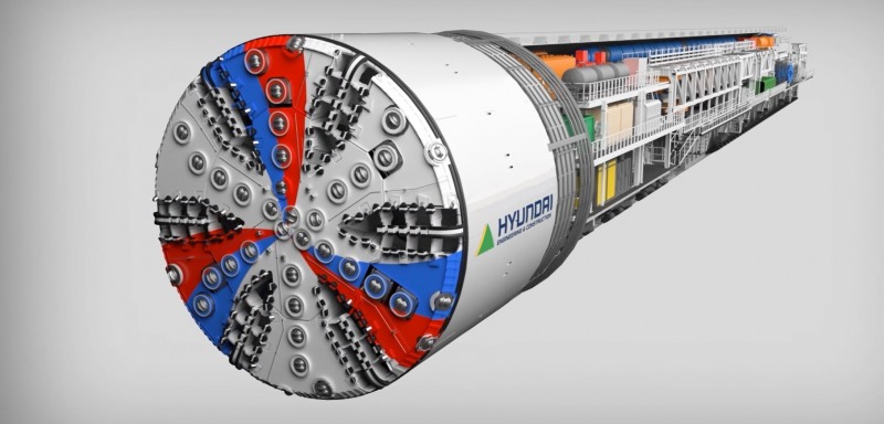 터널 시공, 기계식 굴착 장비 TBM.사진제공=현대건설