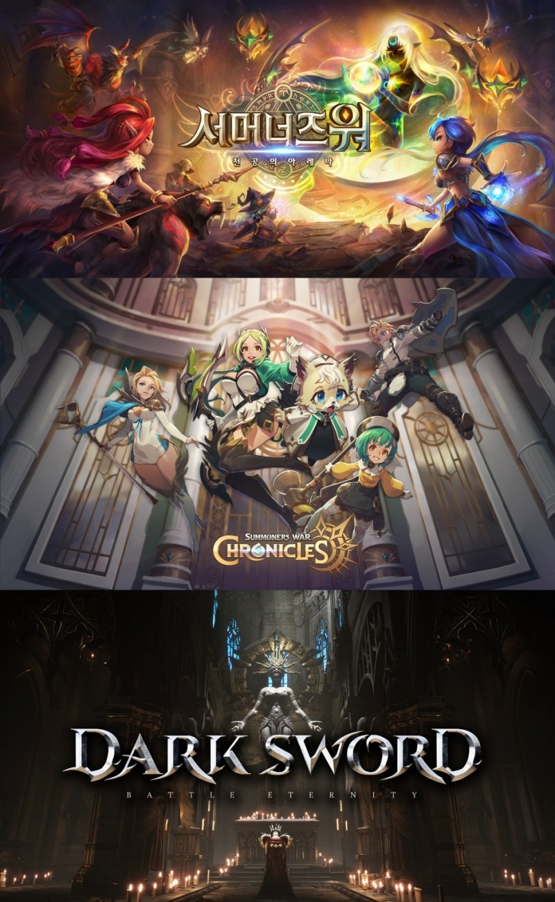 올해 '게임스컴 2023’에 참가하는 컴투스 인기 타이틀의 대표 이미지. / 사진제공=컴투스