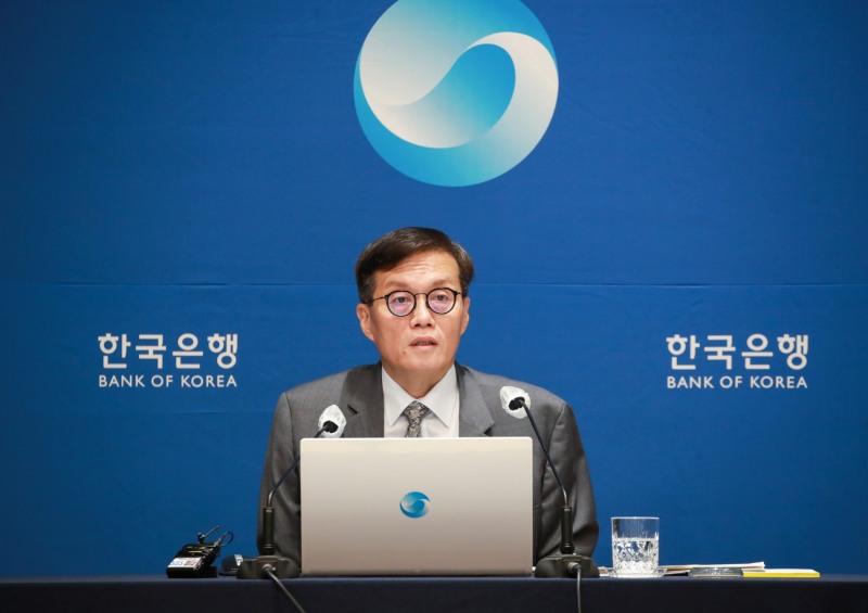 이창용 한국은행 총재가 24일 오전 서울 중구 한국은행에서 열린 통화정책방향 기자간담회에서 발언하고 있다. / 사진제공= 한국은행(2023.08.24)