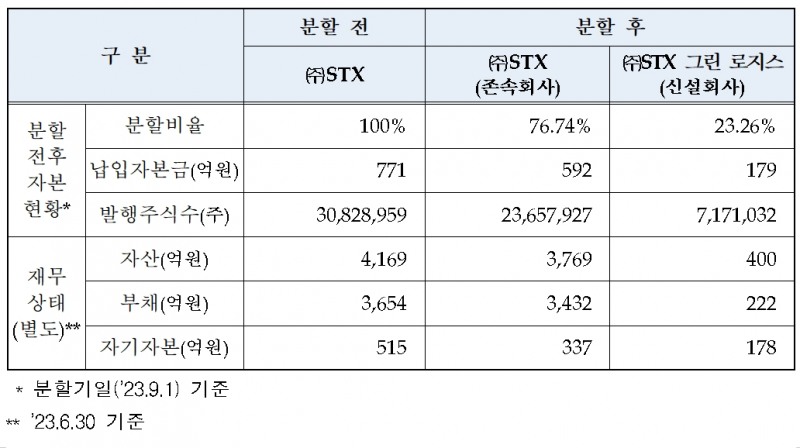 STX(대표 박상준) 인적 분할 개요./자료제공=한국거래소(KRX‧이사장 손병두)