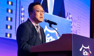 김병환 기획재정부 1차관이 20일 오후 서울 중구 롯데호텔에서 열린 'G20 글로벌 금융안정 컨퍼런스'에 참석, 개회사를 하고 있다. / 사진출처= 기획재정부(2023.09.20)