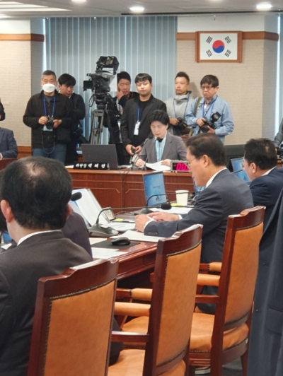 백혜련 정무위원장이 17일 여의도 금감원에서 국회 정무위원회 국정감사를 진행하고 있다. / 사진= 한국금융신문(2023.10.17)