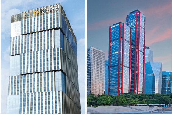 ▲ KB증권 본사 전경(왼쪽), NH투자증권 본사 전경(오른쪽)