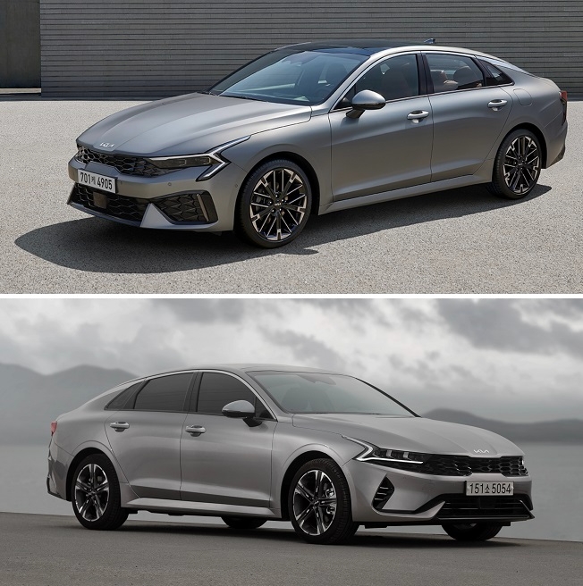 K5 3세대 페이스리프트(위)와 3세대 모델