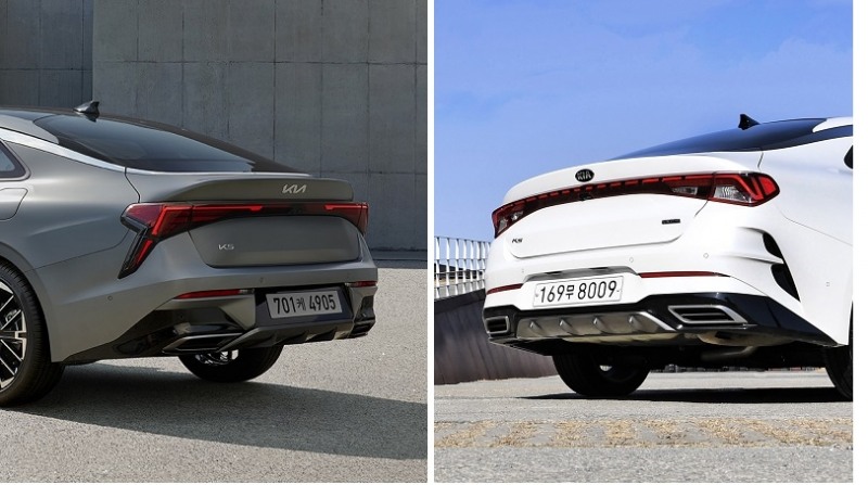 K5 3세대 페이스리프트(왼쪽)와 3세대 모델