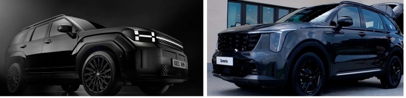 현대 싼타페(왼쪽)과 기아 쏘렌토.