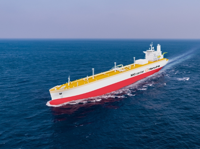 한화오션(부회장 권혁웅)은 그리스 나프토마(Naftomar Shipping and Trading Co Ltd.)로부터 초대형 암모니아운반선(VLAC, Very Large Ammonia Carrier) 4척을 6562억 원에 수주했다. 사진제공=한화오션.