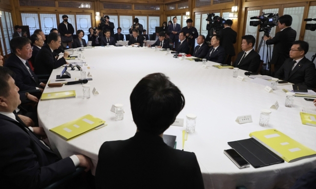 지난달 열린 당정대협의회에서 한덕수 국무총리가 발언하고 있다. / 사진=대통령실