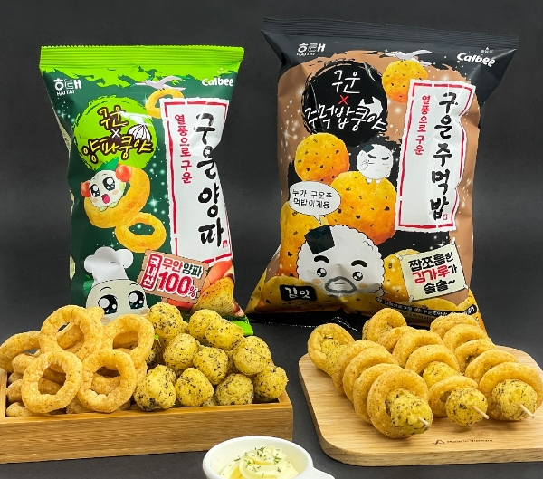 해태제과(대표 신정훈)가 MZ세대 원픽 쿵야 레스토랑즈와 만났다. 주먹밥쿵야 모양대로 만든 김 스낵 ‘구운주먹밥’과, 양파쿵야로 패키지를 꾸민 ‘구운양파’를 한정판으로 29일 출시한다. /사진=해태제과