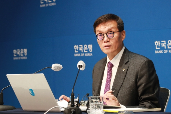 이창용 한국은행 총재가 30일 오전 서울 중구 한국은행에서 열린 통화정책방향 기자간담회에서 발언하고 있다. / 사진제공= 한국은행(2023.11.30)