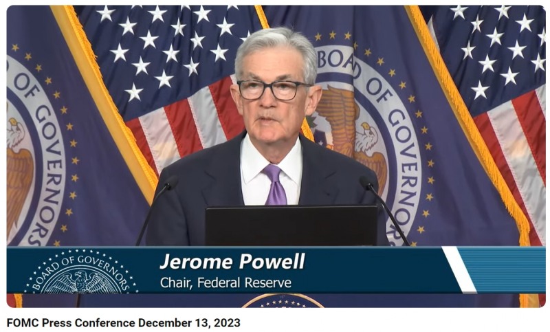 제롬 파월 미국 연준(Fed) 의장 기자회견(2023.12.13) / 사진출처= Federal Reserve 유튜브 채널 갈무리
