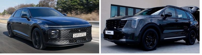현대 그랜저(왼쪽)와 기아 쏘렌토.