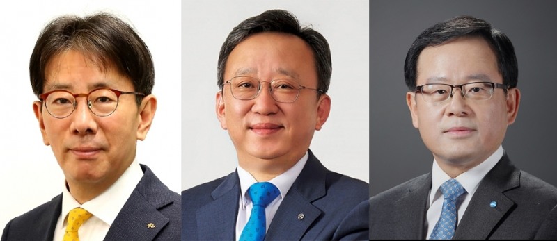 이재근 KB국민은행장(왼쪽)과 정상혁 신한은행장(가운데), 조병규 우리은행장(오른쪽). /사진제공=각사