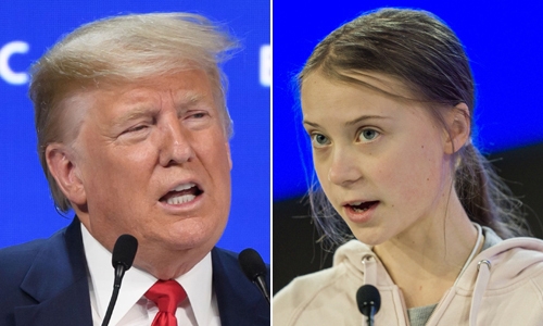 도널드 트럼프 미국 대통령과 스웨덴의 청소년 환경운동가 그레타 툰베리가 2020년 1월21일 스위스의 다보스에서 개막한 세계경제포럼(WEF)의 연차총회(다보스포럼)에서 기후 대응을 놓고 설전을 벌였다.