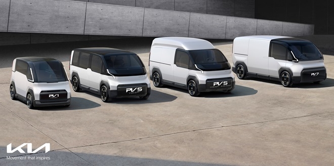 기아 PBV 라인업 (왼쪽부터)PV1, PV5 베이직, PV5 딜리버리 하이루프, PV7.