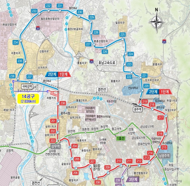 광주 도시철도 2호선 2단계사업 위치도 / 사진제공=쌍용건설