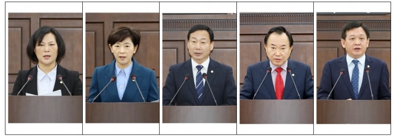 (좌측부터) 중구의회 조미정, 이정미, 송재천, 소재권, 윤판오 의원