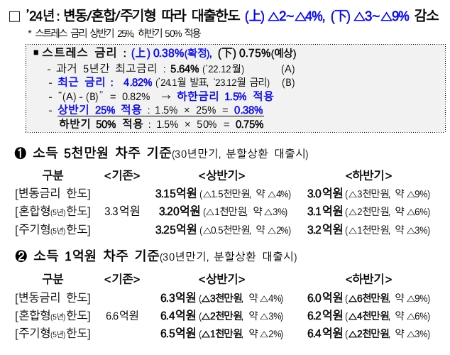 스트레스 DSR 도입에 따른 대출한도 변화./자료=금융위원회