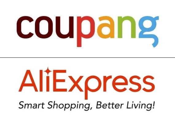 쿠팡은 지난해 처음으로 연간흑자를 달성했다. 쿠팡CI(위쪽). 알리익스프레스 CI. /사진제공=쿠팡, 알리익스프레스