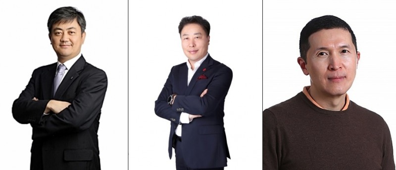한채양 이마트·이마트24·이마트에브리데이 대표이사(왼쪽), 정두영 신세계건설 대표이사, 이인영 SSG닷컴 대표이사. /사진제공=신세계
