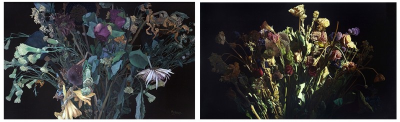 좌)고요한 분출6, 117x73cm, Oil on canvas, 2012, 우)고요한분출8, 163x97cm, Oil on canvas, 2013