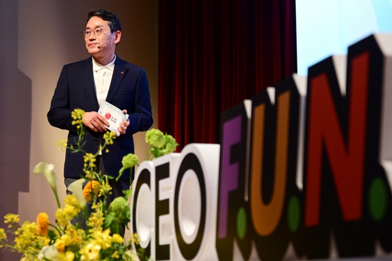 지난 15 일 서울 여의도  LG 트윈타워에서 열린 'CEO F·U·N Talk' 행사에서 조주완 사장이 발언하고 있다./ 사진 = 삼성전자