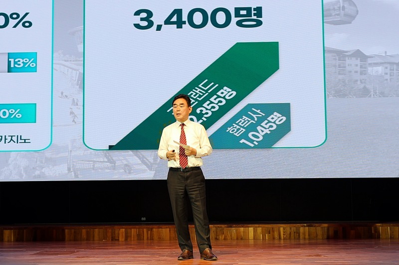 최철규 강원랜드 대표이사 직무대행이 K-HIT프로젝트를 발표하고 있다. /사진제공=강원랜드