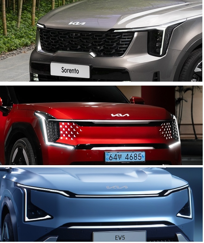 (위로부터)쏘렌토, EV9, EV5.