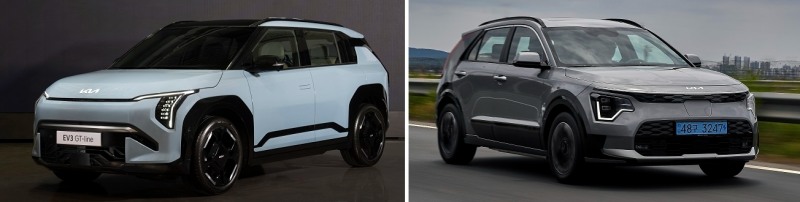 기아 소형 전기SUV EV3(왼쪽)와 니로EV
