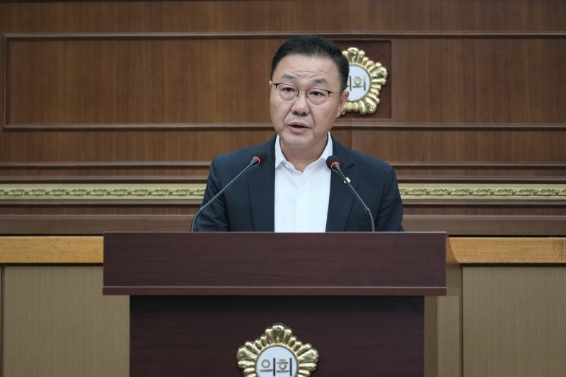 홍지광 마포구의회 의원이 5분 자유발언을 진행하는 모습./사진제공=마포구의회