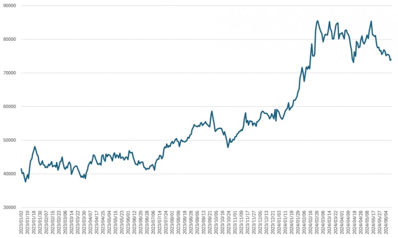 메리츠금융지주 주가 추이./출처=한국거래소