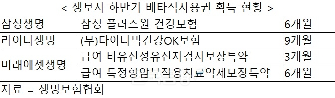 삼성생명 6개월·라이나생명 9개월…생보사 배타적 사용권으로 건강보험 시장 정조준
