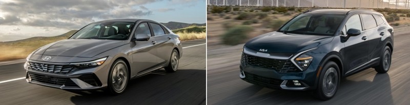 현대 아반떼(왼쪽)와 기아 스포티지