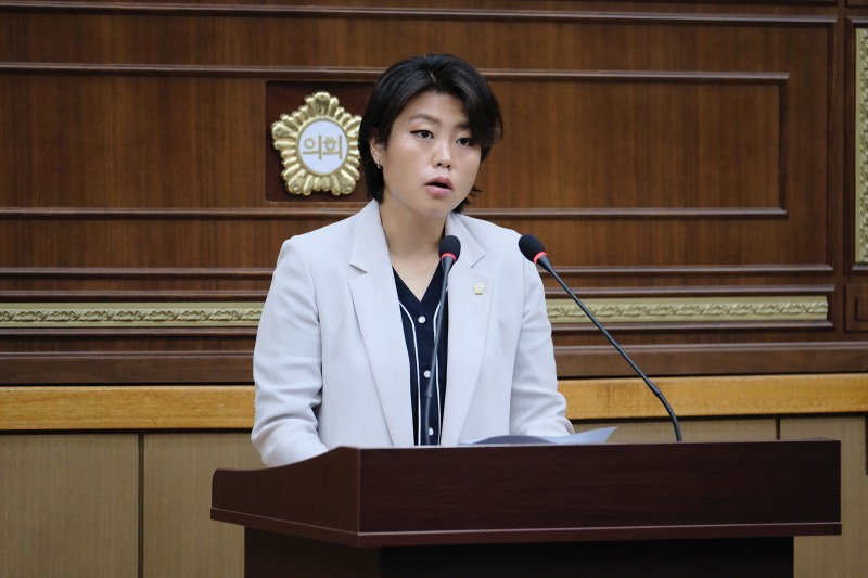 차해영 마포구의원이 5분 자유발언을 진행하는 모습./사진제공=마포구의회