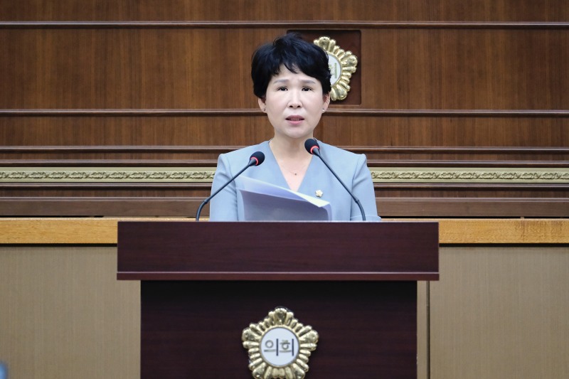 한선미 마포구의원이 5분 자유발언을 하는 모습./사진제공=마포구의회