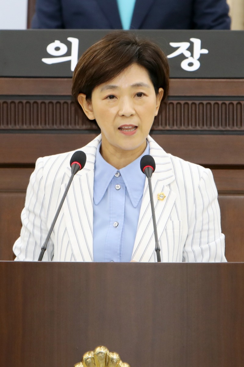 이정미 중구의원이 5분자유발언을 진행하고 있다/사진제공=중구의회