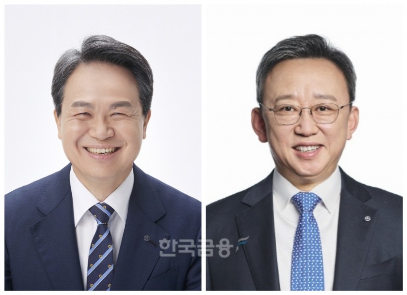 진옥동 신한금융 회장(사진 왼쪽)과 정상혁 신한은행장./ 사진 = 한국금융신문DB