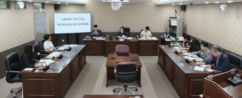 마포구의회 자문위원들이 회의를 진행하는 모습./사진제공=마포구의회