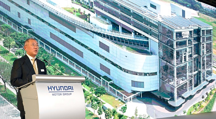정의선 현대차그룹 회장, 2023년 11월 21일 HMGICS 준공식에서 환영사. 사진제공=현대차그룹