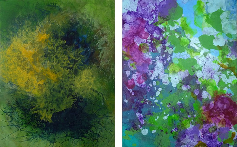 좌) 김은영, 2024, live_yellow24-1, Acrylic on canvas, 162x130.3 cm/우) 김은영, 2024, live_lightblue1, Acrylic on canvas, 72.7x53 cm