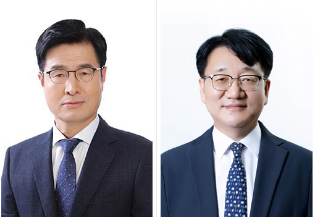 (왼쪽부터) HD현대중공업 각자 대표이사 이상균 사장과 노진율 사장. /사진제공=HD현대중공업
